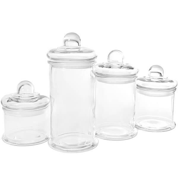 Round Glass Candy Canisters with Ball Lids: 4-Piece Set – Candy Warehouse