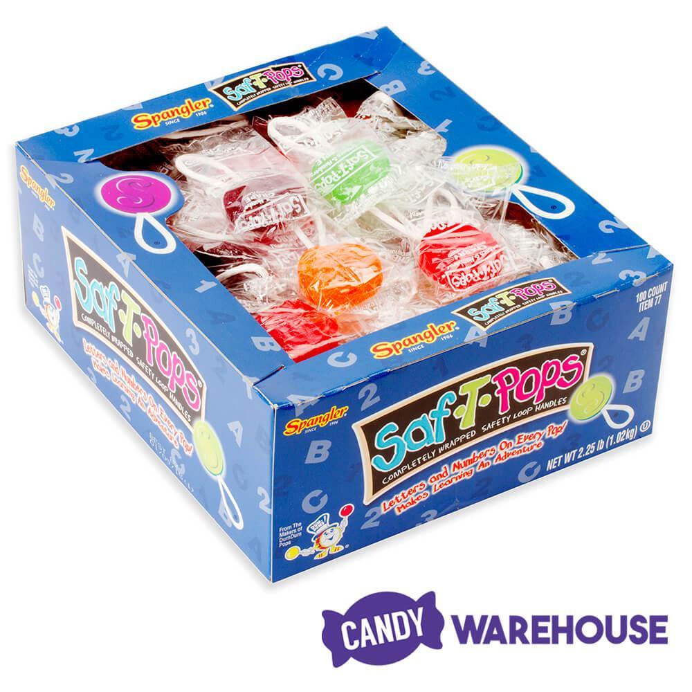 Saf-T-Pops Lollipops: 100-Piece Box - Candy Warehouse