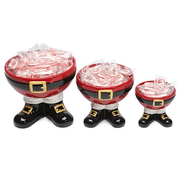 Santa Footed Ceramic Candy Dish: Set of 3