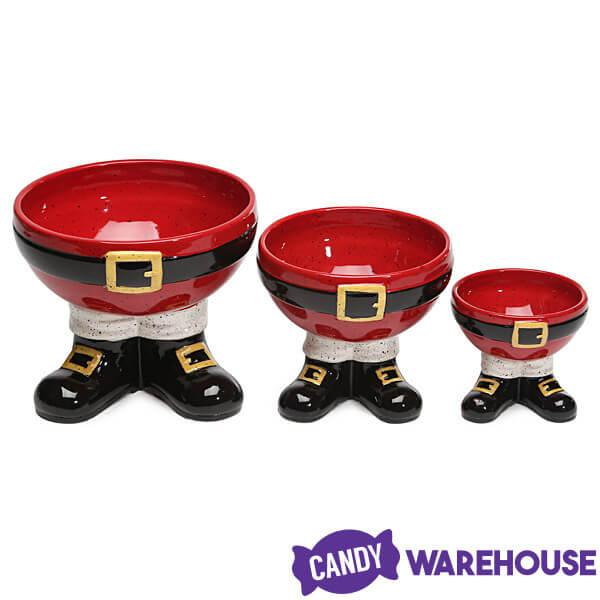 Santa Footed Ceramic Candy Dish: Set of 3