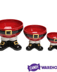 Santa Footed Ceramic Candy Dish: Set of 3