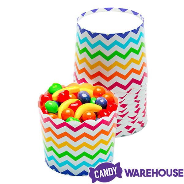 Scalloped Paper Candy Cups - Rainbow Chevron: 24-Piece Pack - Candy Warehouse