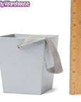 Silver Cardboard Buckets with Ribbon Handles: 6-Piece Set - Candy Warehouse