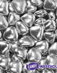 Silver Chocolate Hearts: 1LB Bag - Candy Warehouse