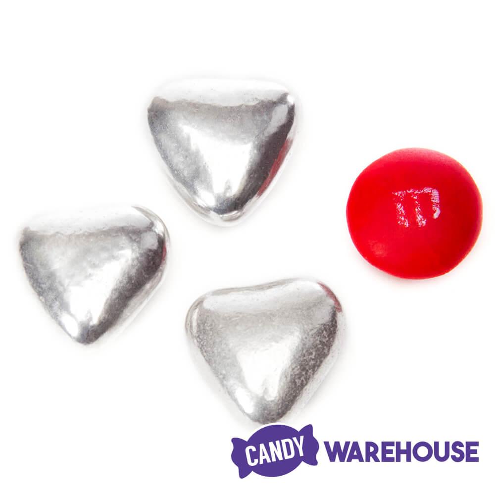 Silver Chocolate Hearts: 1LB Bag - Candy Warehouse