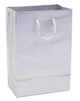 Silver Glossy Candy Bags with Handles - Small: 12-Piece Pack - Candy Warehouse