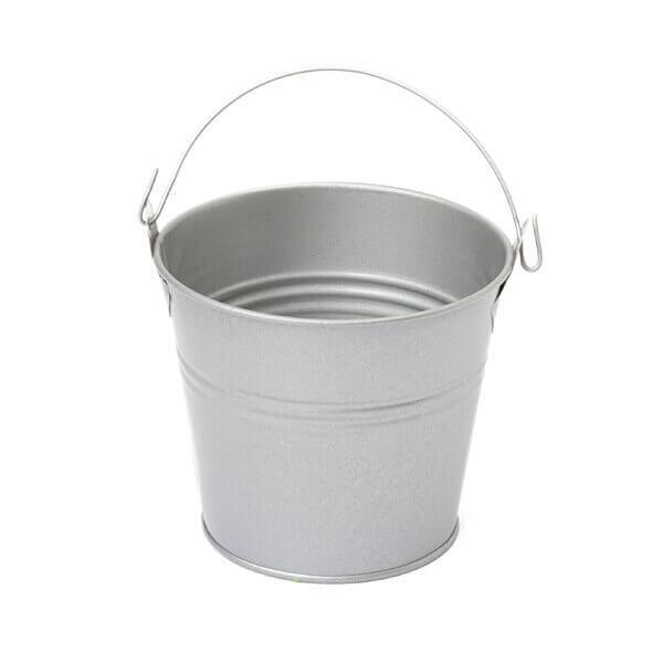 Silver Metal Pails with Handles: 12-Piece Set - Candy Warehouse