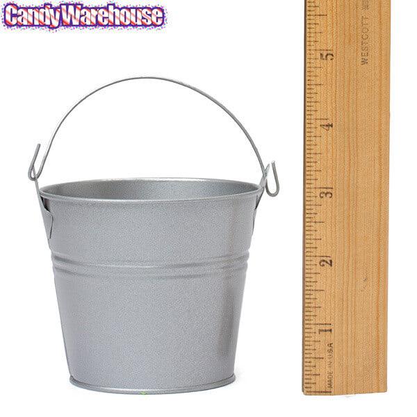 Silver Metal Pails with Handles: 12-Piece Set - Candy Warehouse