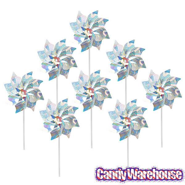 Silver Sparkle Pinwheel Spinners - 8 Inch: 8-Piece Box - Candy Warehouse