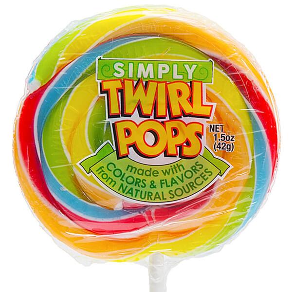 Simply Twirl Pops 1.5-Ounce Natural Swirl Suckers - Rainbow: 24-Piece Display - Candy Warehouse