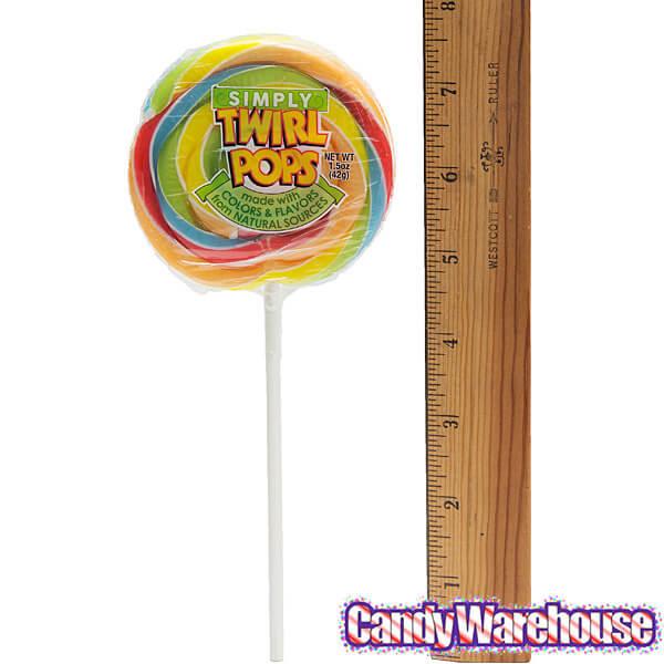 Simply Twirl Pops 1.5-Ounce Natural Swirl Suckers - Rainbow: 24-Piece Display - Candy Warehouse