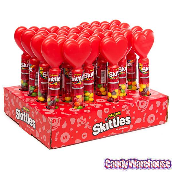 Skittles Candy Valentine Heart Toppers: 12-Piece Display - Candy Warehouse