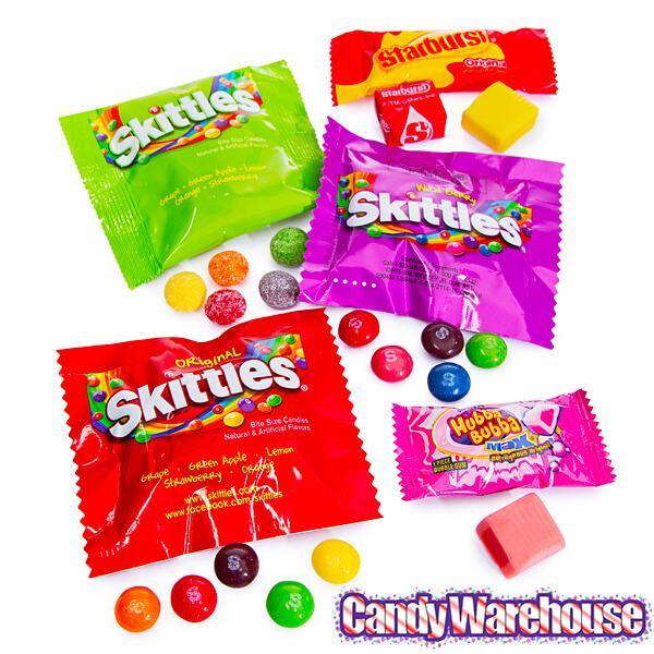 Skittles - Starburst - Hubba Bubba Snack Size Packs Assortment: 200-Piece Bag - Candy Warehouse