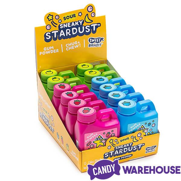 Sneaky Stardust Sour Gum Powder Bubble Jugs: 12-Piece Box - Candy Warehouse