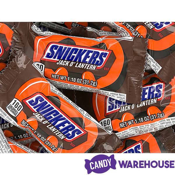 Snickers Halloween Pumpkin Candy Bars: 24-Piece Box - Candy Warehouse