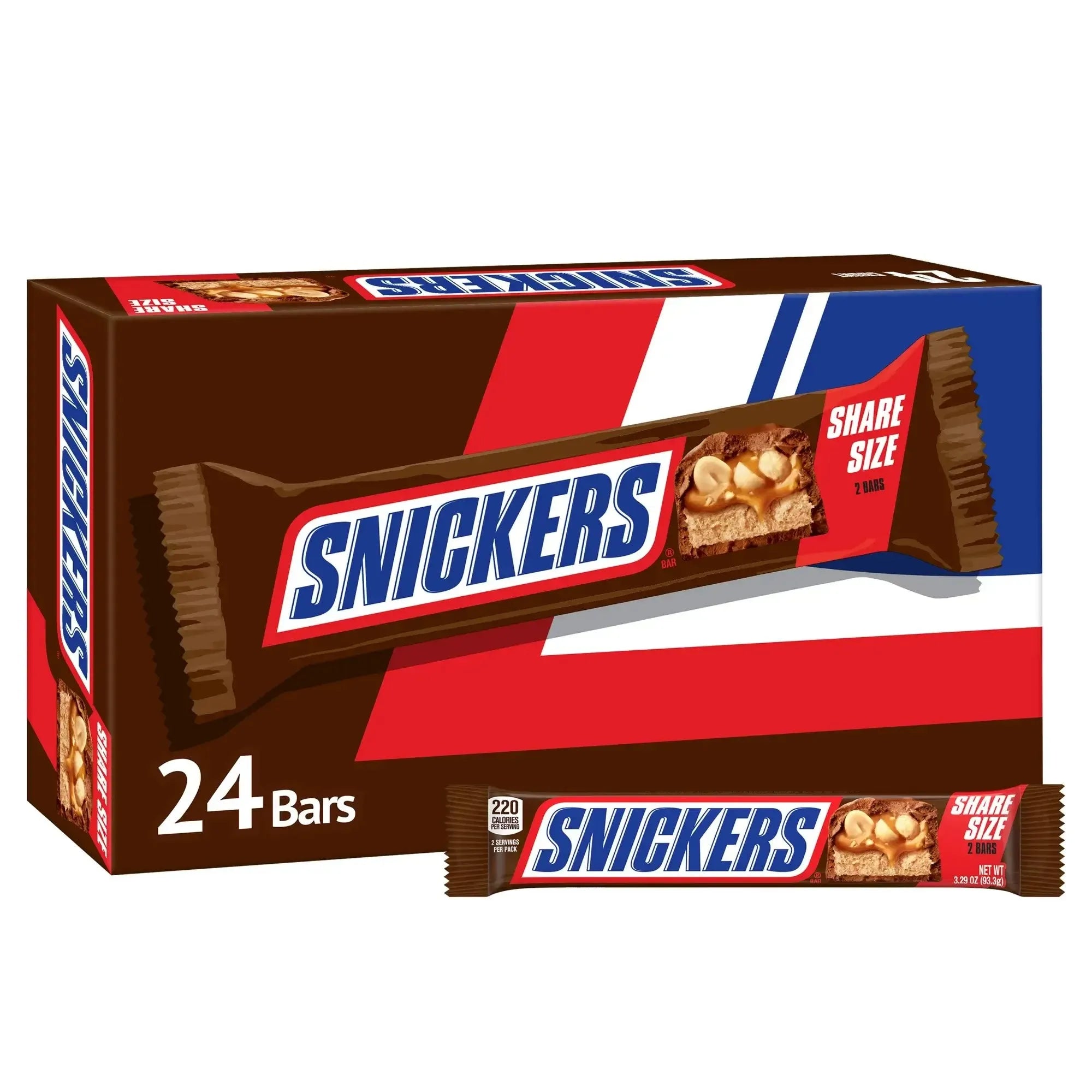 Snickers Share Size Candy Bars: 24-Piece Box - Candy Warehouse