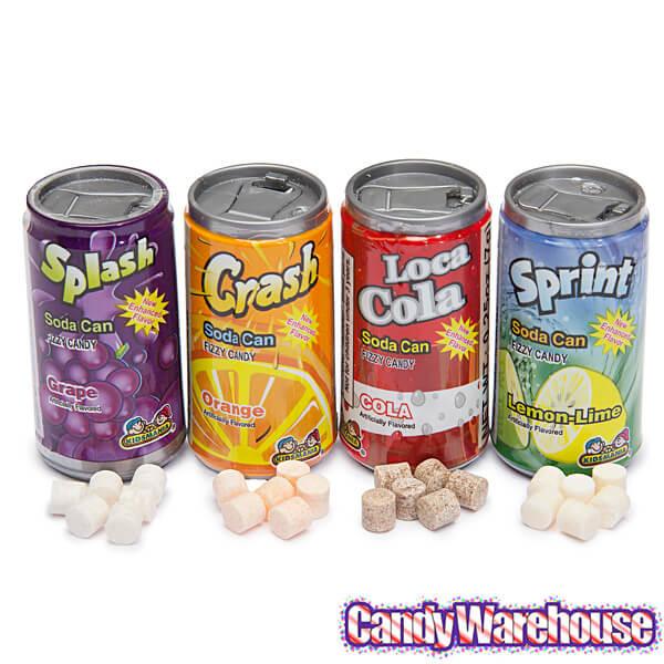 Soda Pop Fizzy Candy Cans Six-Packs: 12-Piece Box - Candy Warehouse