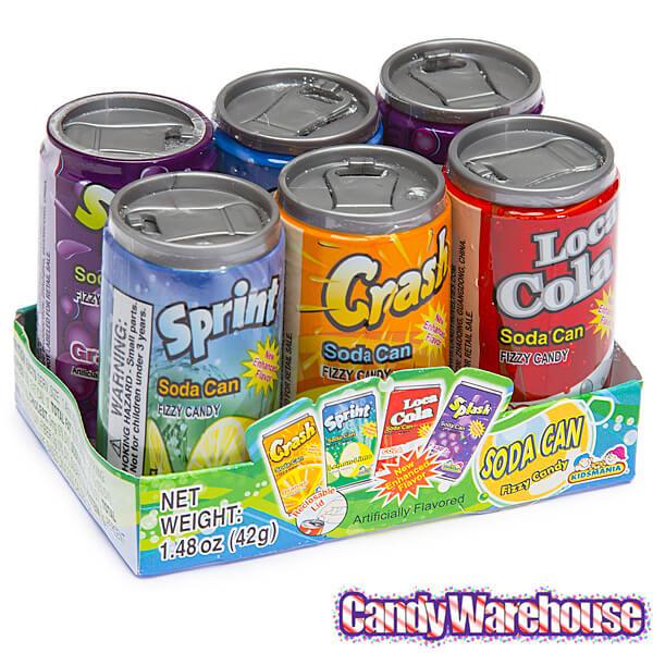 Soda Pop Fizzy Candy Cans Six-Packs: 12-Piece Box | Candy Warehouse