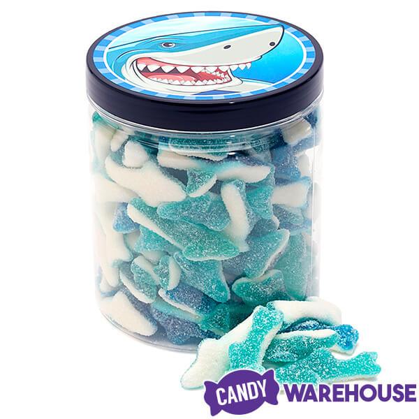 Sour Gummy Sharks Candy: 100-Piece Jar - Candy Warehouse