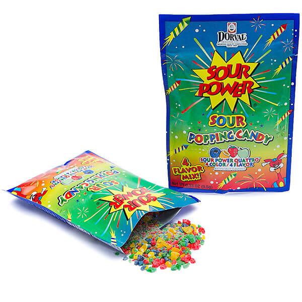 Sour Power Popping Candy Packs - Quattro: 18-Piece Box - Candy Warehouse