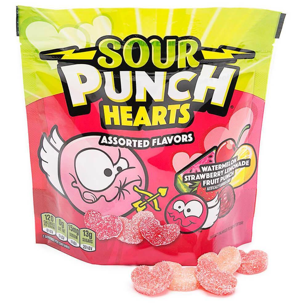 Sour Punch Chewy Candy Hearts: 8-Ounce Bag - Candy Warehouse