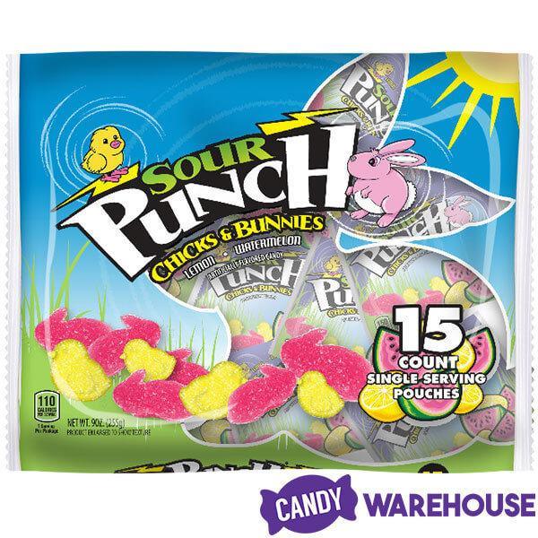 Sour Punch Chicks and Bunnies Candy Packs: 15-Piece Bag - Candy Warehouse