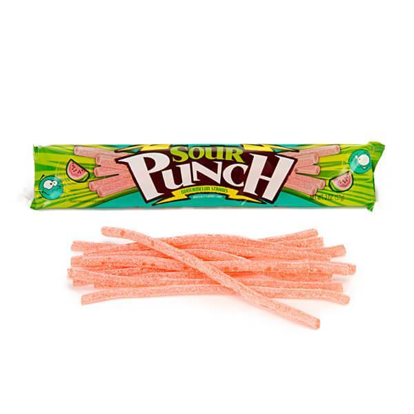 Sour Punch Straws 2-Ounce Packs - Watermelon: 24-Piece Box - Candy Warehouse