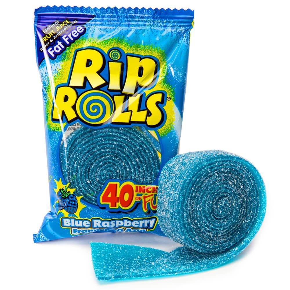 Sour Rip Rolls - Blue Raspberry: 24-Piece Display - Candy Warehouse