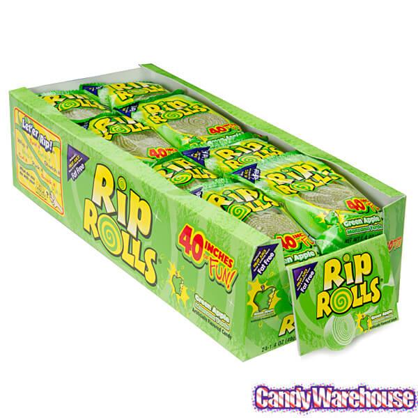 Sour Rip Rolls - Green Apple: 24-Piece Display - Candy Warehouse