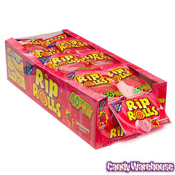 Sour Rip Rolls - Strawberry: 24-Piece Display - Candy Warehouse