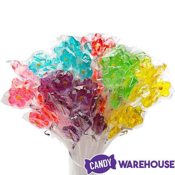 Sparkle Candy Flower Lollipops: 100-Piece Bag - Candy Warehouse