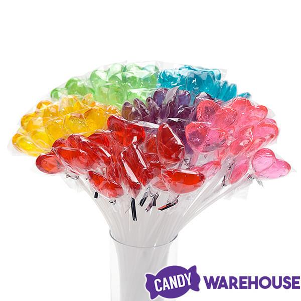 Sparkle Candy Heart Lollipops - Assorted: 100-Piece Bag - Candy Warehouse