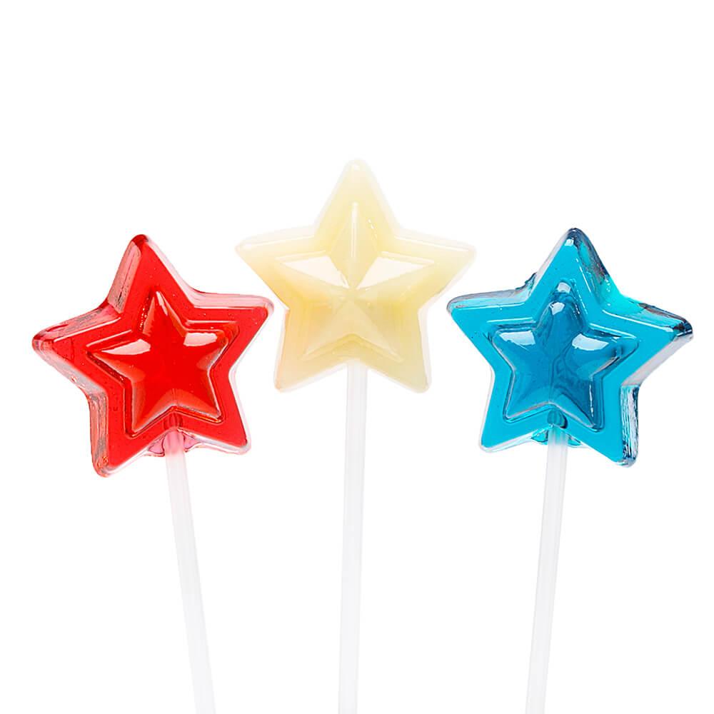 Sparkle Candy Patriotic USA Star Lollipops: 100-Piece Bag - Candy Warehouse