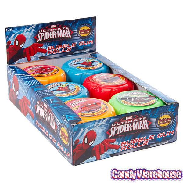 Spiderman Bubble Gum Rolls: 12-Piece Box - Candy Warehouse