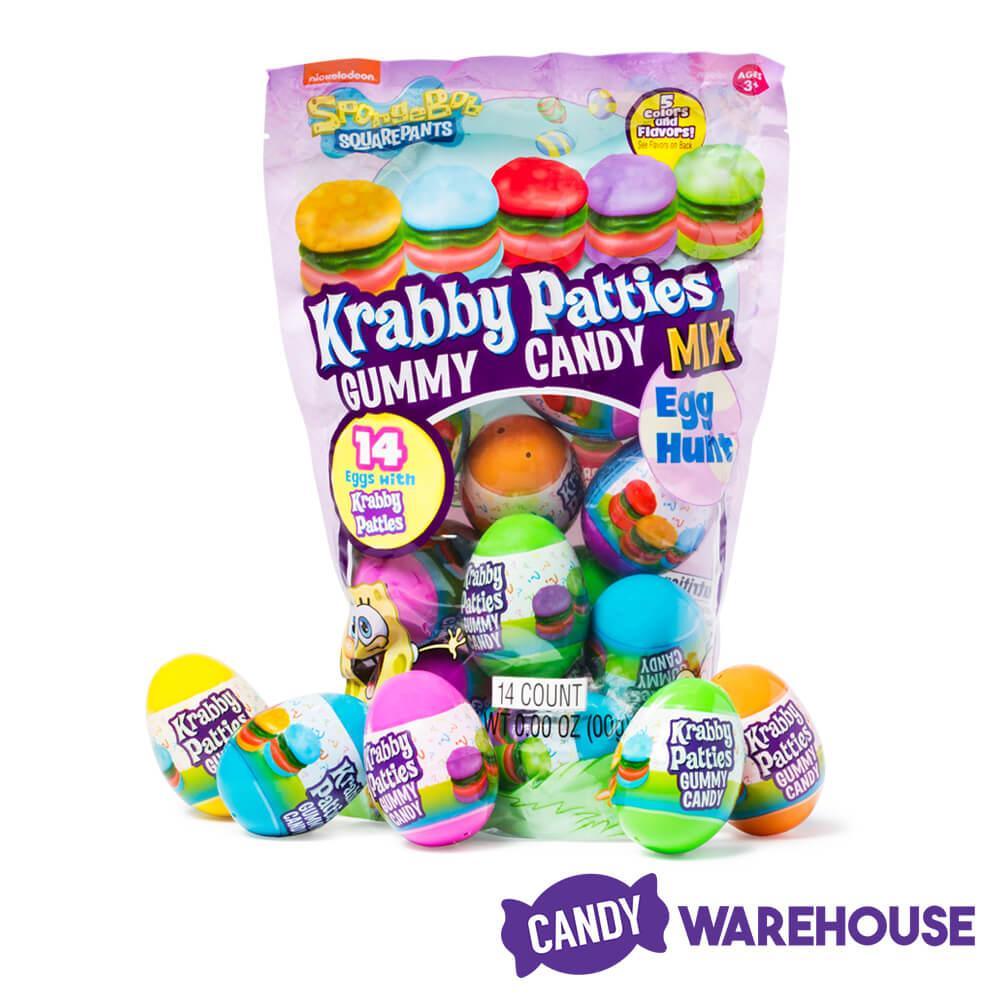 SpongeBob Krabby Patties Gummy Candy Mix Egg Hunt - 14 Piece Bag - Candy Warehouse