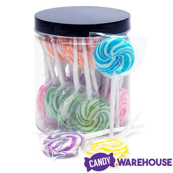 Squiggly Pops Petite Swirl Lollipops - Assorted: 24-Piece Jar - Candy Warehouse