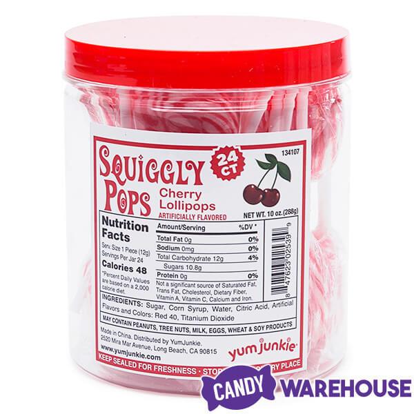 Squiggly Pops Petite Swirl Lollipops - Cherry: 24-Piece Jar – Candy ...