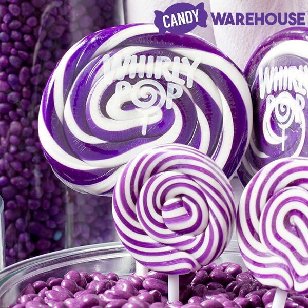 Squiggly Pops Petite Swirl Lollipops - Grape: 24-Piece Jar - Candy Warehouse