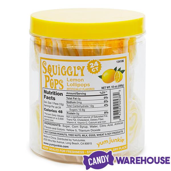 Squiggly Pops Petite Swirl Lollipops - Lemon: 24-Piece Jar - Candy Warehouse