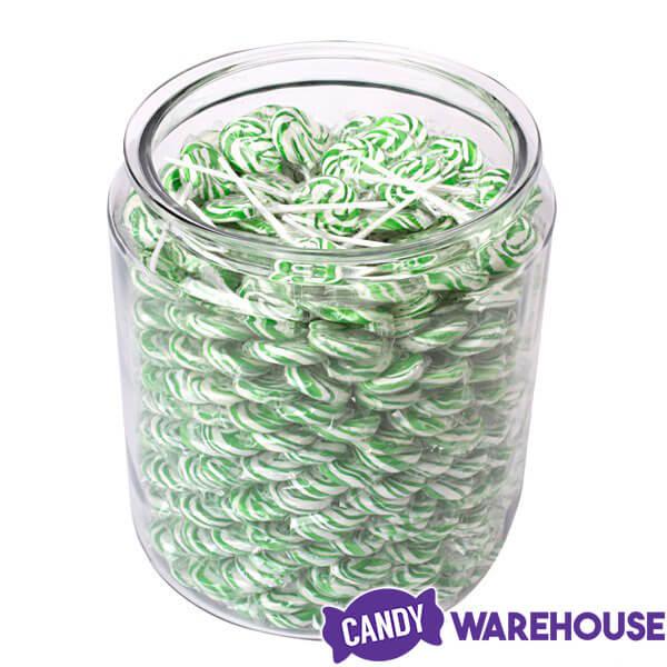 Squiggly Pops Petite Swirl Lollipops - Lime: 24-Piece Jar - Candy Warehouse