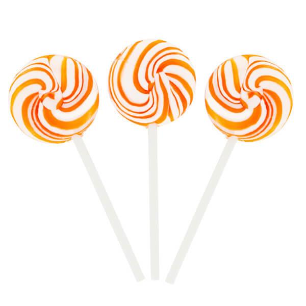 Squiggly Pops Petite Swirl Lollipops - Orange: 24-Piece Jar - Candy Warehouse