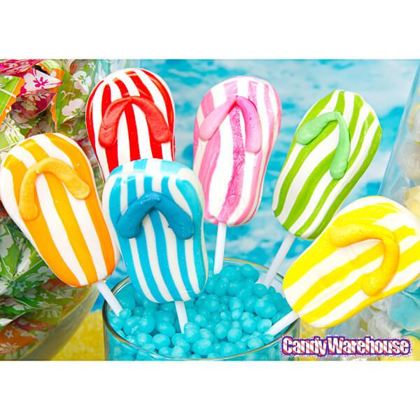 Squire Boone Flip Flops Beach Squire Boone Sandal Lollipops: 24-Piece Box - Candy Warehouse