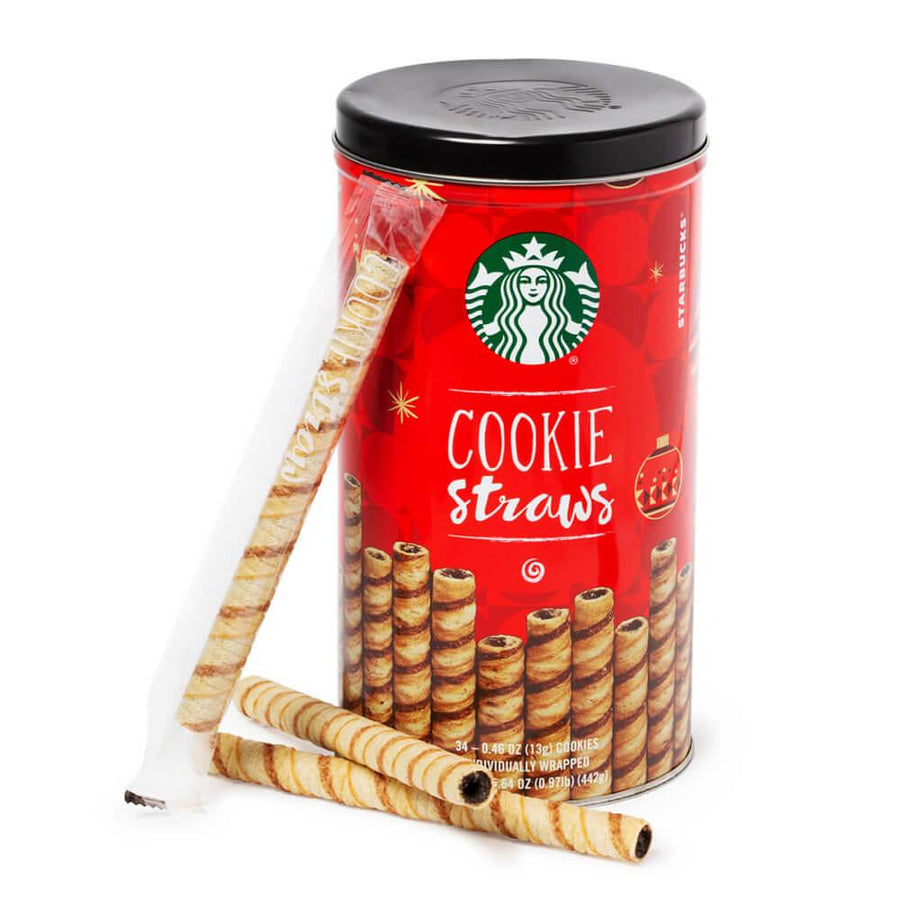 Starbucks Cookie Straws Tin of 20 Coffee Complement for Adding Extra Flavor  to Drinks 