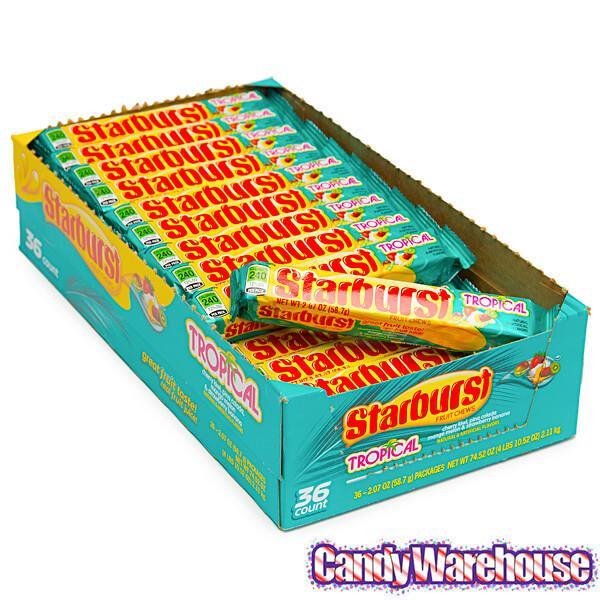 Starburst Fruit Chews Candy Packs - Tropical: 36-Piece Box - Candy Warehouse