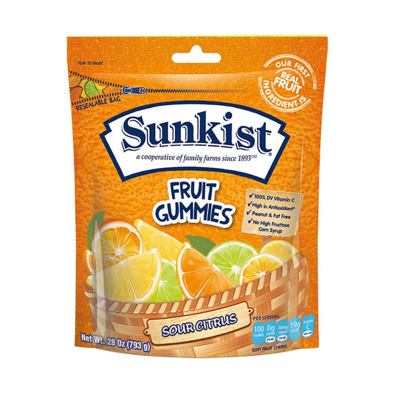 Sunkist® Fruit Gummies - Sour Citrus: 28-Ounce Bag | Candy Warehouse