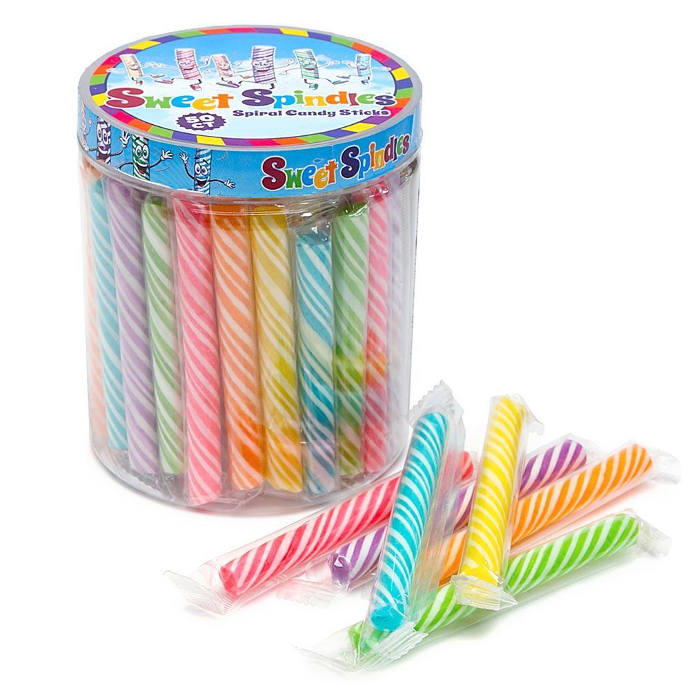 Sweet Spindles Mini Hard Candy Sticks - Assorted: 50-Piece Jar - Candy Warehouse