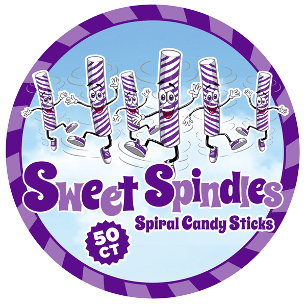 Sweet Spindles Mini Hard Candy Sticks - Grape: 50-Piece Jar - Candy Warehouse