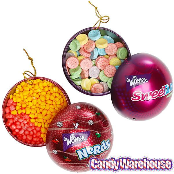 SweeTarts and Nerds Candy Tin Christmas Ornaments: 12-Piece Box - Candy Warehouse