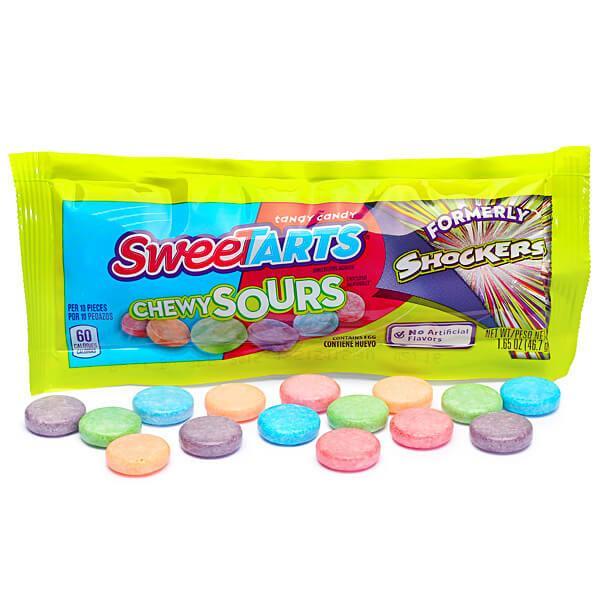 SweeTarts Shockers Chewy Sours Candy Packs: 24-Piece Box - Candy Warehouse