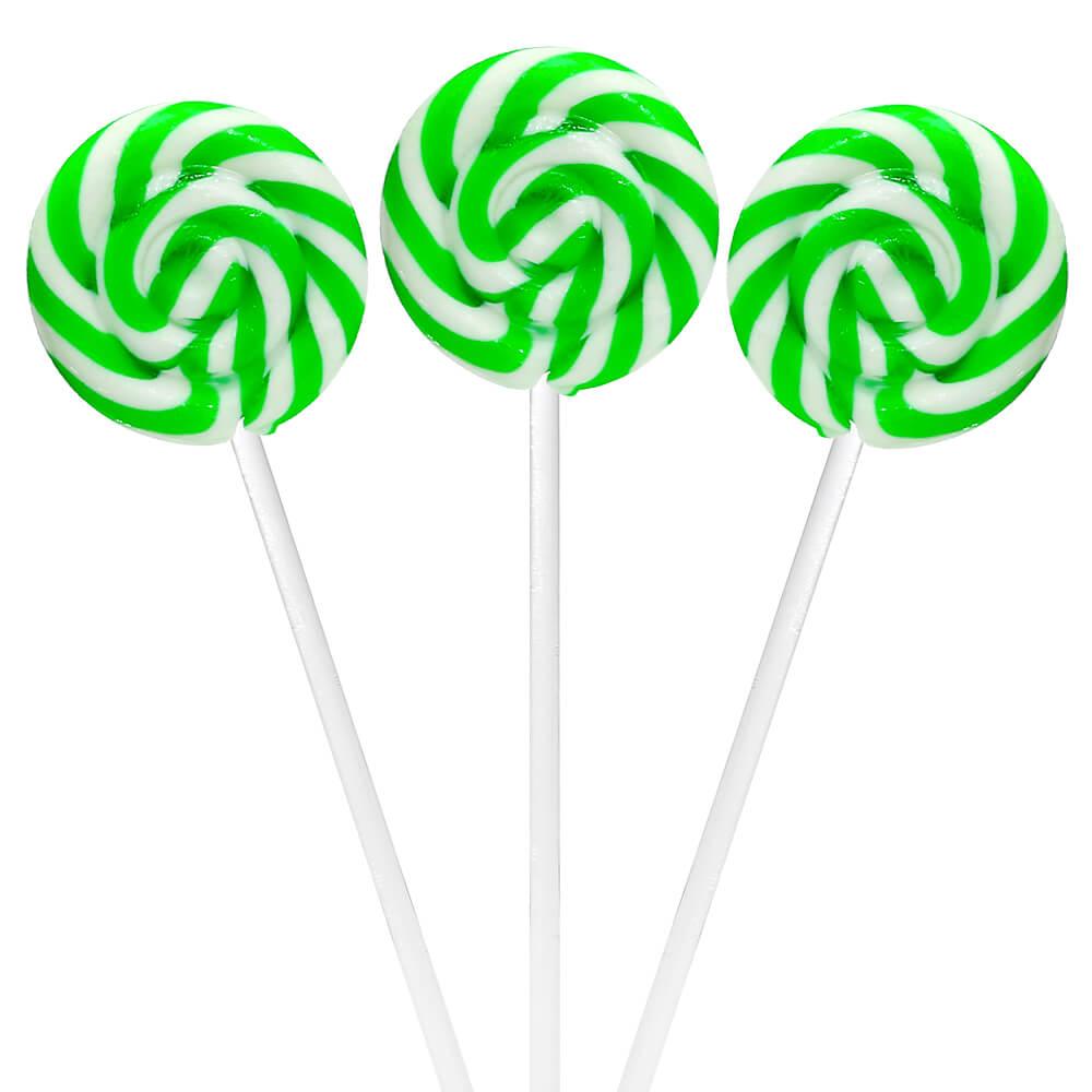 Swipple Pops Petite Swirl Ripple Lollipops - Green Lime: 60-Piece Tub - Candy Warehouse